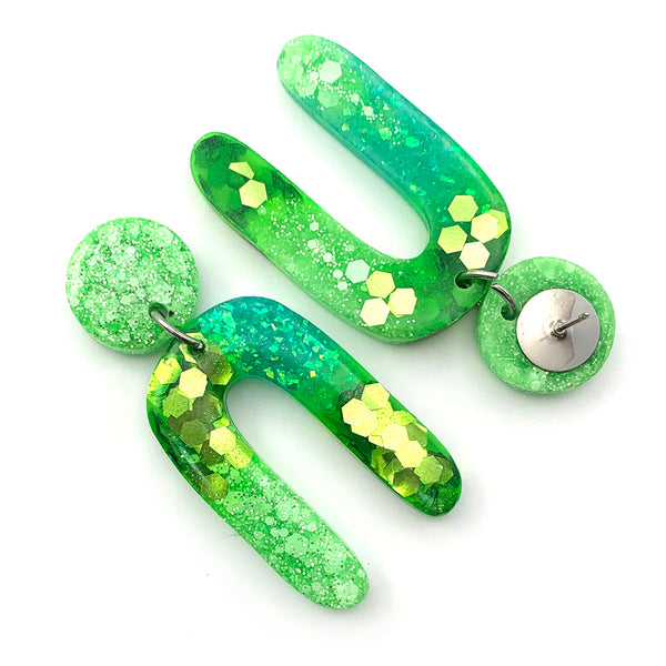 Resin Earring · Jeanie · Green