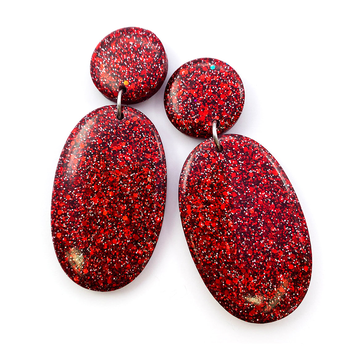 Resin Earring · Boom! · Red Glitter