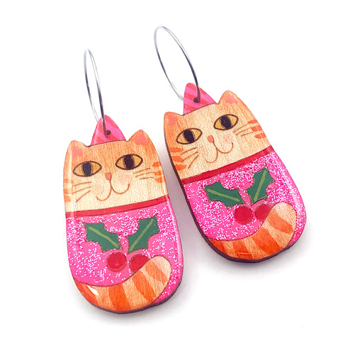 Painted Resin Earring · Pink Festive Jumper · Orange Cat