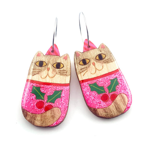 Painted Resin Earring · Pink Festive Jumper · Brown Cat