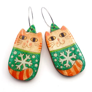 Painted Resin Earring · Green Festive Jumper · Orange Cat