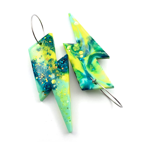 SECONDS · Resin Earring · Wam Bam · Green · 56 (read description)