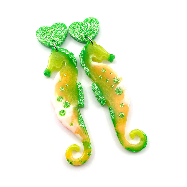 Resin Earring · Coral Garden · Seahorse · Green