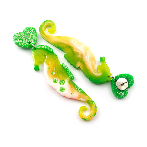 Resin Earring · Coral Garden · Seahorse · Green