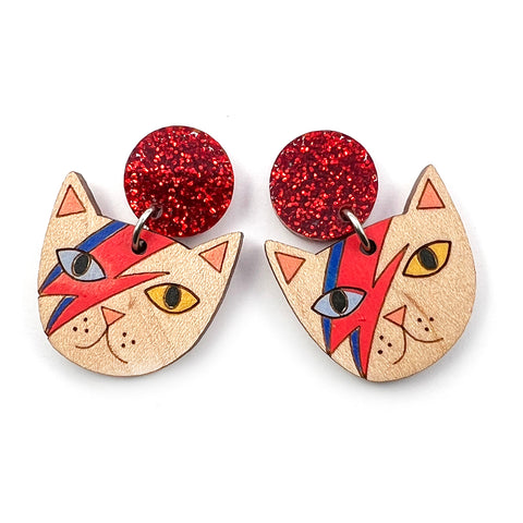 SECONDS · Mr Meowie Glitter Earrings · 1 (Read Description)
