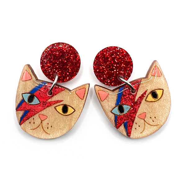 Mr Meowie Glitter Resin Earrings
