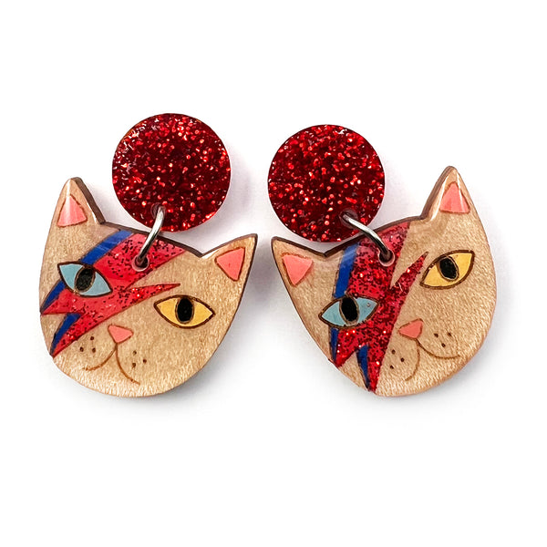 Mr Meowie Glitter Resin Earrings
