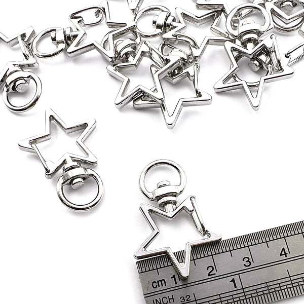 Star Clips · Silver · 20 Pieces