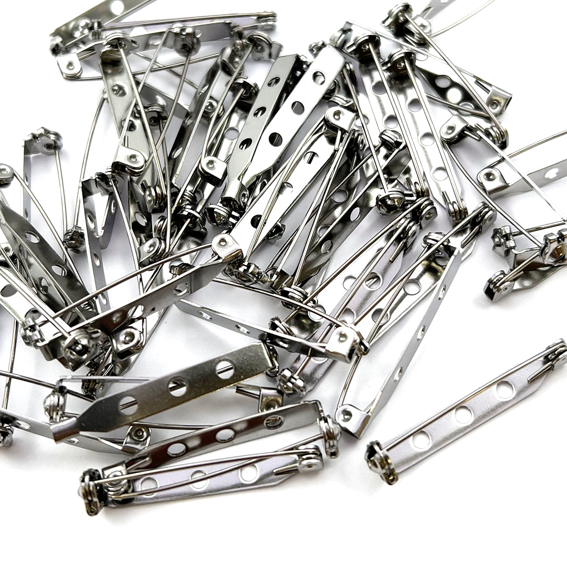 Brooch Backs · Stainless Steel · 30mm · 50 · Bag 8