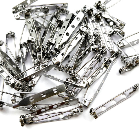 Brooch Backs · Stainless Steel · 30mm · 50 · Bag 8