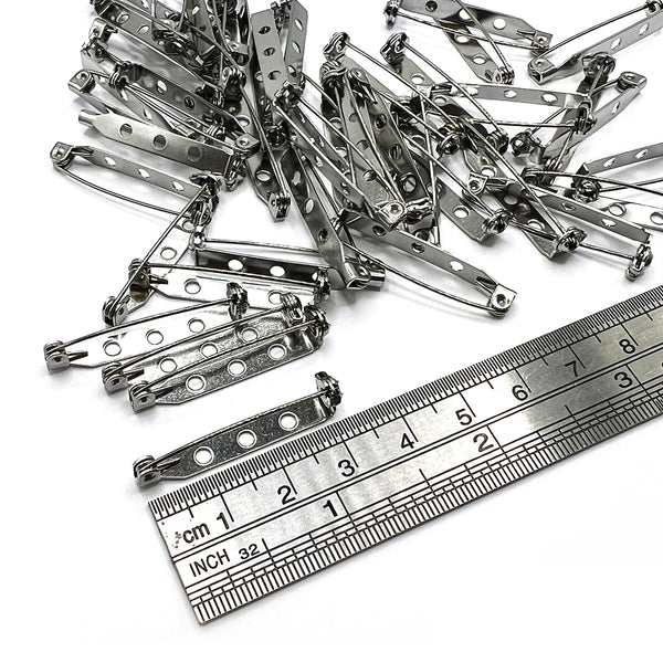 Brooch Backs · Stainless Steel · 30mm · 50 · Bag 8