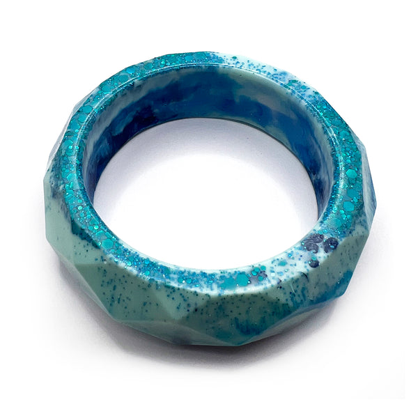 NOT QUITE PERFECT · Hexi Bangle · Blue · 66mm (read description)