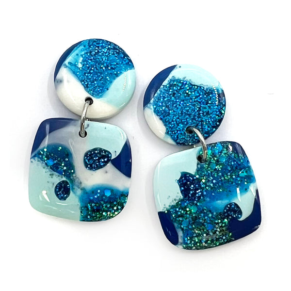 Resin Earring · Not Quite Square · Blue