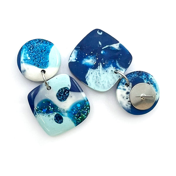Resin Earring · Not Quite Square · Blue
