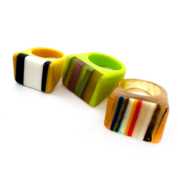 Resin Rings · Retro Style · Set of 3