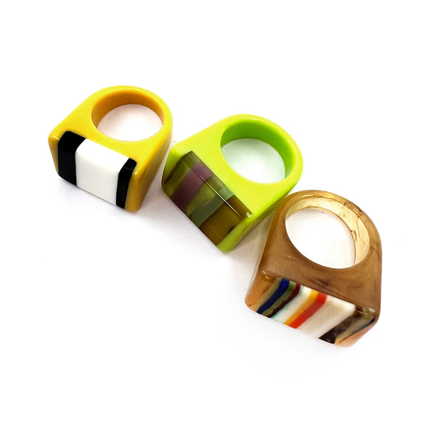 Resin Rings · Retro Style · Set of 3