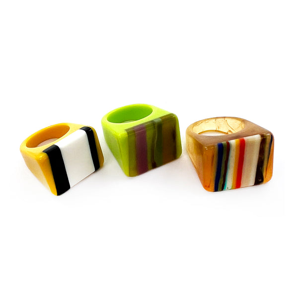 Resin Rings · Retro Style · Set of 3
