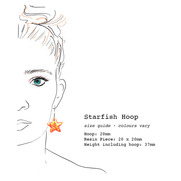 Resin · Mini Starfish Hoop · Orange Apricot