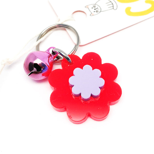 Cat Collar Charm · Garden Party · Neon Red + Lilac