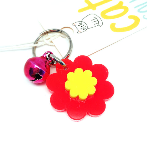 Cat Collar Charm · Garden Party · Neon Red + Yellow