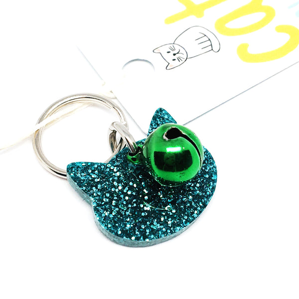 Cat Collar Charm · Cat · Turquoise Glitter