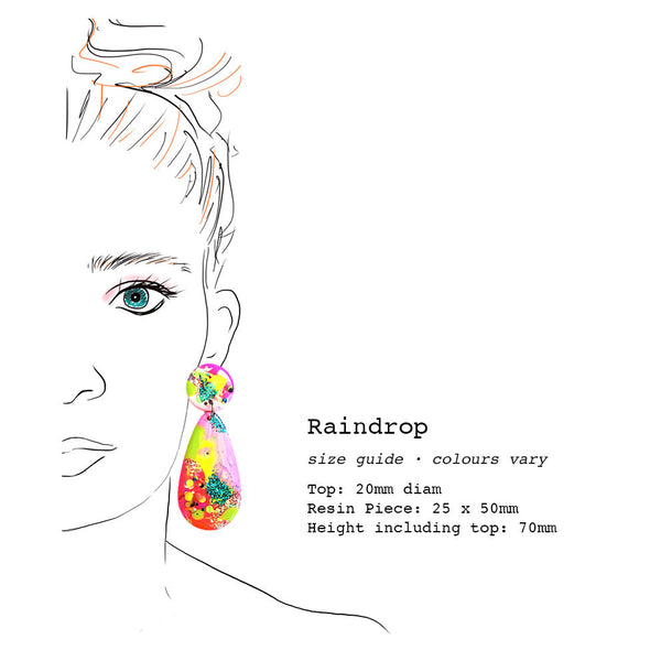 Resin Earring · Raindrop · Pink