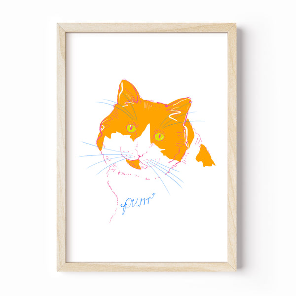 Art Print · Colourful Cats · Orange Cat · Purrr