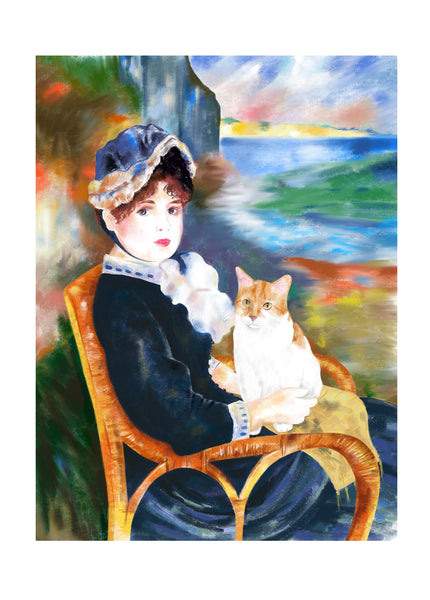 Art Print · Cats in Famous Paintings · By the Seashore
