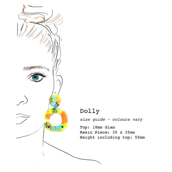SECONDS · Resin Earring · Dolly (read description)