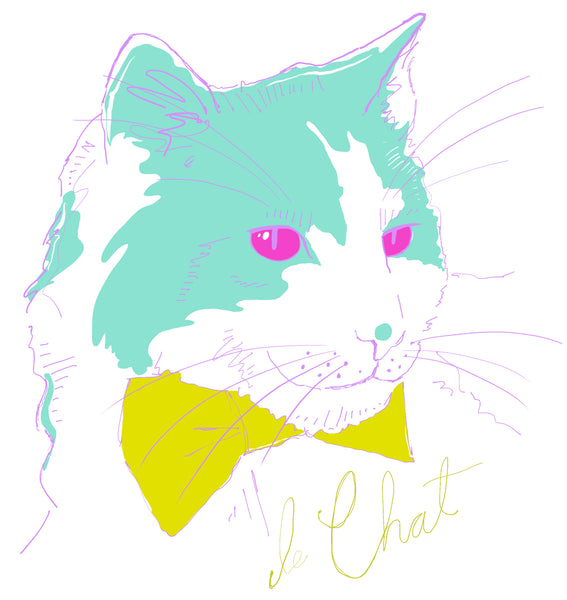Art Print · Colourful Cats · Mint Cat · Le Chat