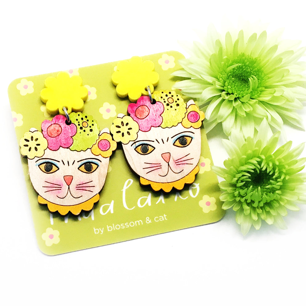 Frida Catlo · Painted Flower Earring · Yellow