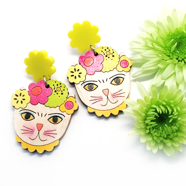 Frida Catlo · Painted Flower Earring · Yellow