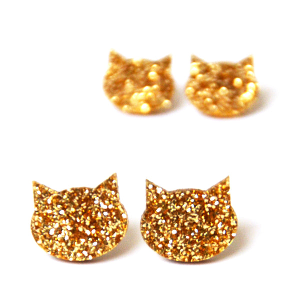 Cat Stud · Light Gold Glitter