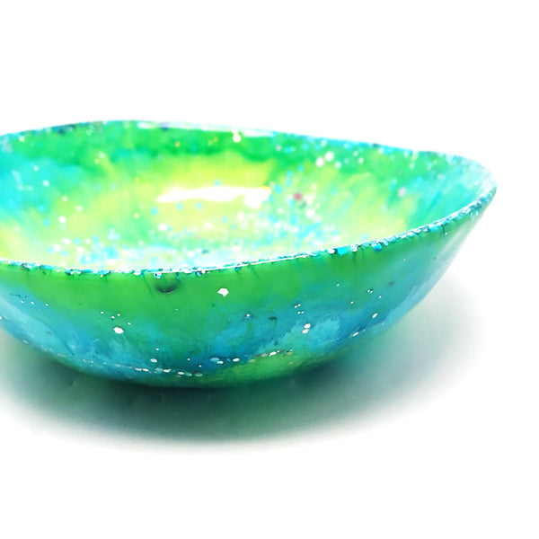 Organic Resin Bowl · Medium · Aqua & Lime