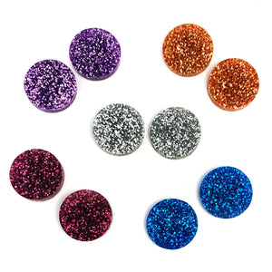 Stud Earring · Large Dot · Fine Glitter · 15mm · Choose your Colour