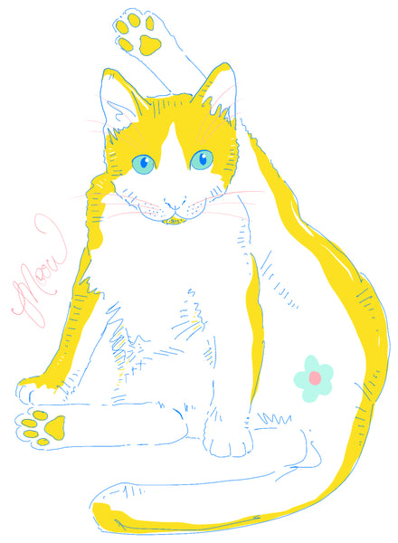 Art Print · Colourful Cats · Yellow Cat · Meow