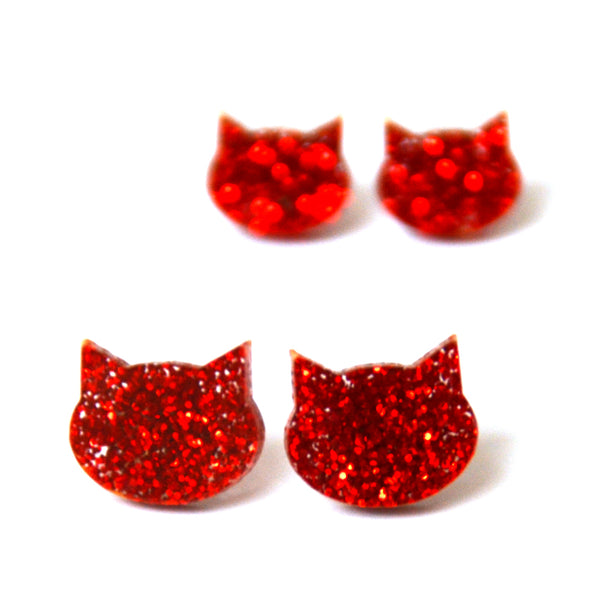 Cat Stud · Red Glitter