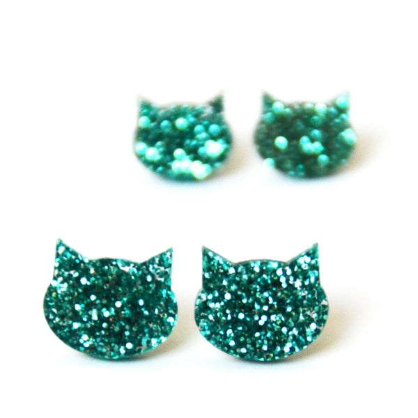 Cat Stud · Turquoise Glitter