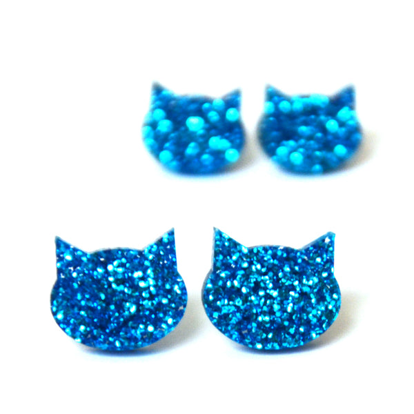 Cat Stud · Blue Glitter