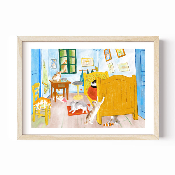 Art Print · Cats in Famous Paintings · The Bedroom at Arles