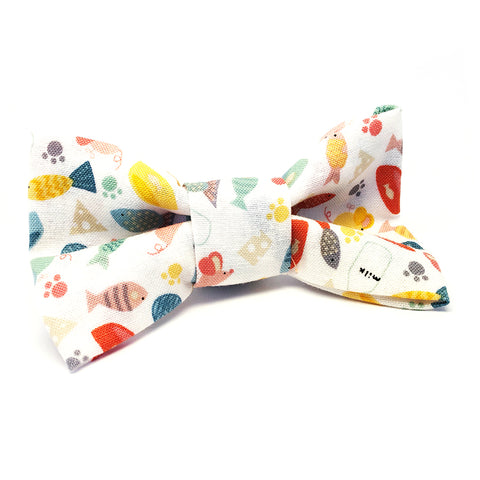 Cat Bow · Clip On · Cat Lunch · White