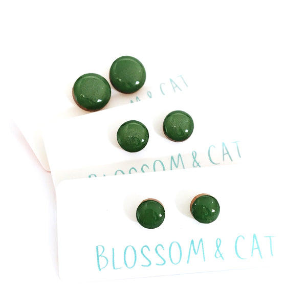 Dot Earrings · Olive Green