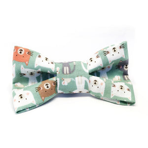 Cat Bow · Clip On · Row of Cats · Mint