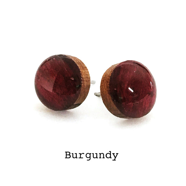 Dot Earrings · Burgundy