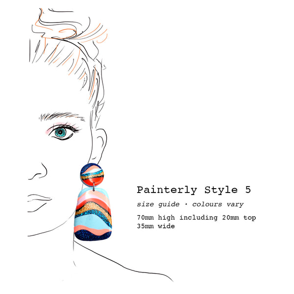 Resin Earring · Painterly · Style 5 · 2