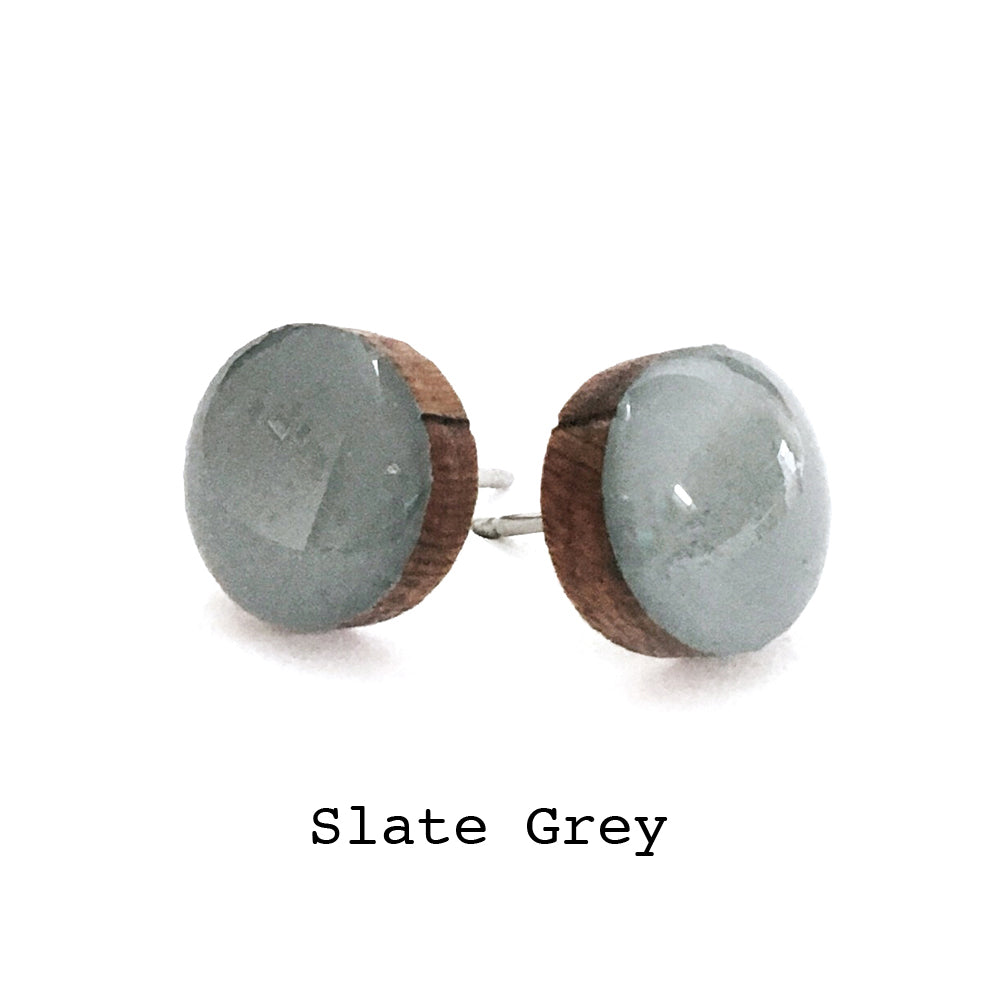 Dot Earrings · Slate Grey