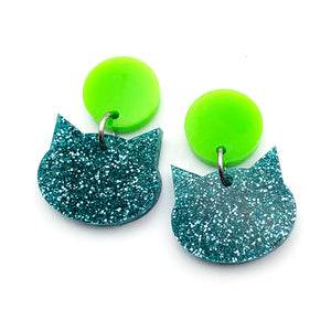Meow Drops · Glitter · Turquoise + Lime