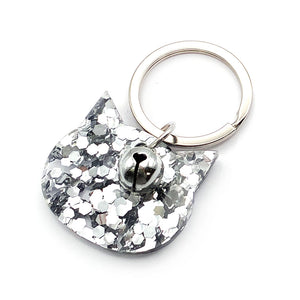 Keyring · Glitter Kitty · Chunky Silver Glitter