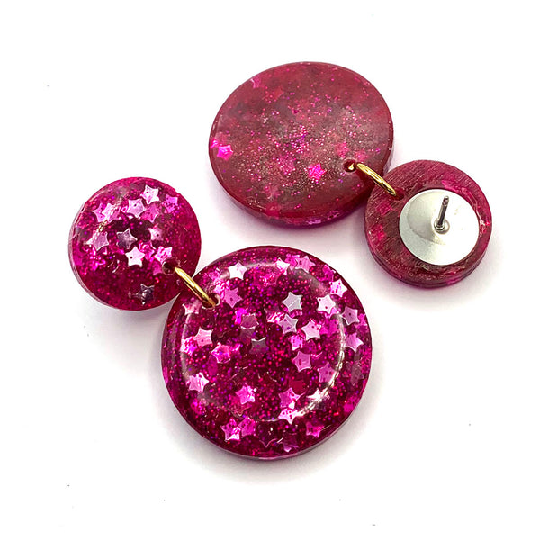 Resin Earring · Mini Moondrop · Pink